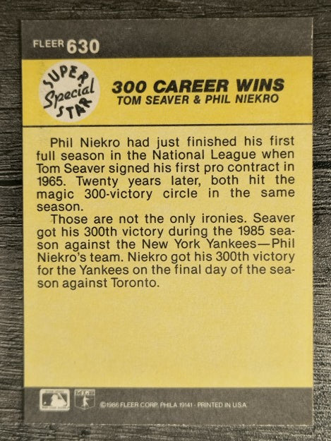 1986 Fleer #630 Tom Seaver/Phil Niekro