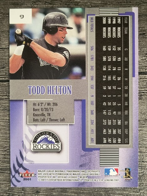 2001 Fleer Genuine #9 Todd Helton