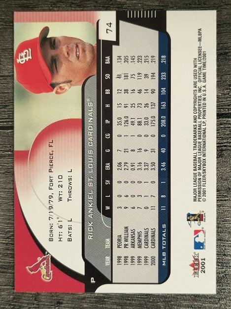 2001 Fleer Game Time #74 Rick Ankiel