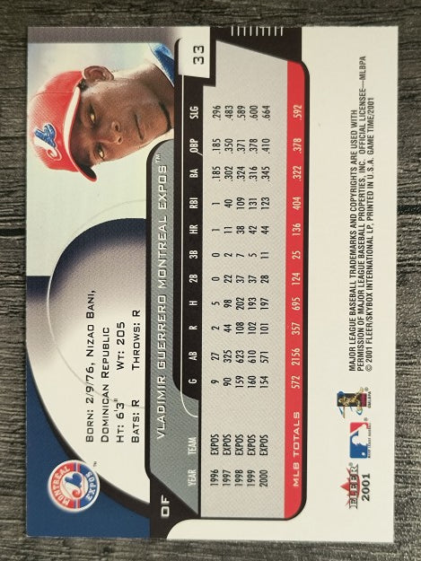 2001 Fleer Game Time #33 Vladimir Guerrero
