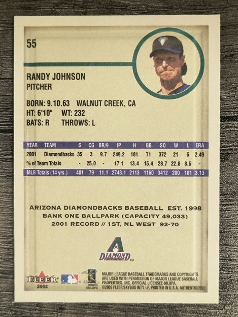 2002 Fleer Authentix #55 Randy Johnson