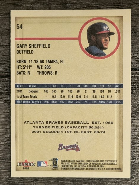 2002 Fleer Authentix #54 Gary Sheffield