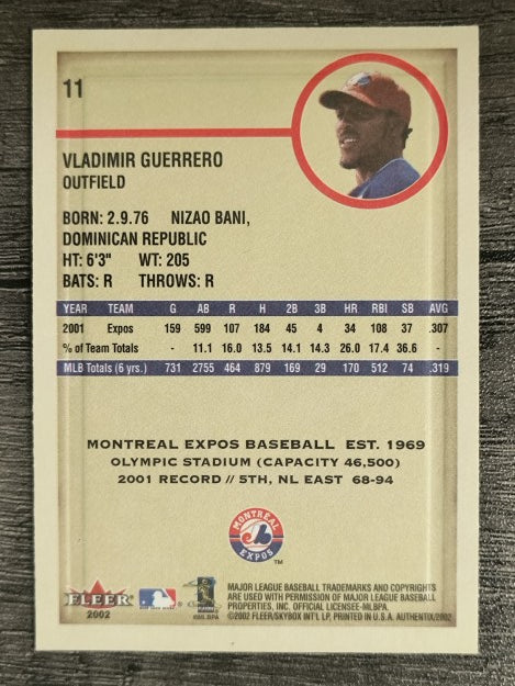 2002 Fleer Authentix #11 Vladimir Guerrero