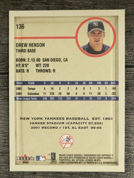 2002 Fleer Authentix #136 Drew Henson FS