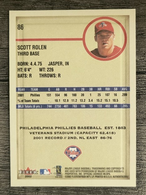 2002 Fleer Authentix #86 Scott Rolen