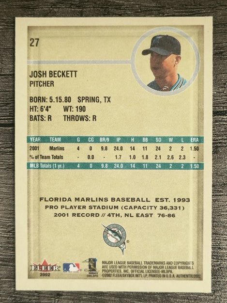 2002 Fleer Authentix #27 Josh Beckett