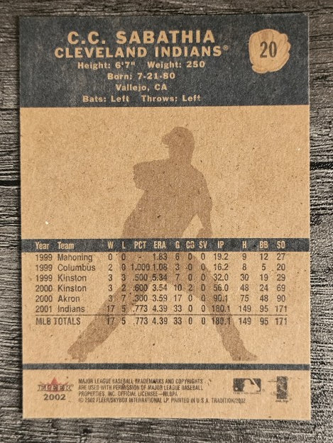 2002 Fleer Tradition #20 C.C. Sabathia SP