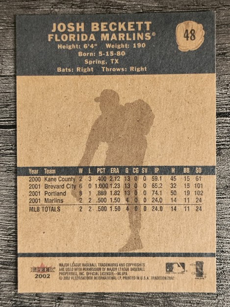 2002 Fleer Tradition #48 Josh Beckett SP
