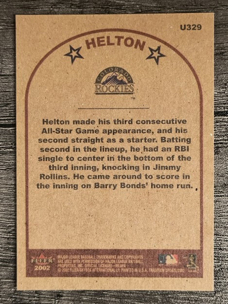 2002 Fleer Tradition Update #U329 Todd Helton AS