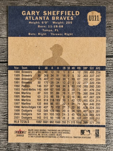 2002 Fleer Tradition Update #U111 Gary Sheffield