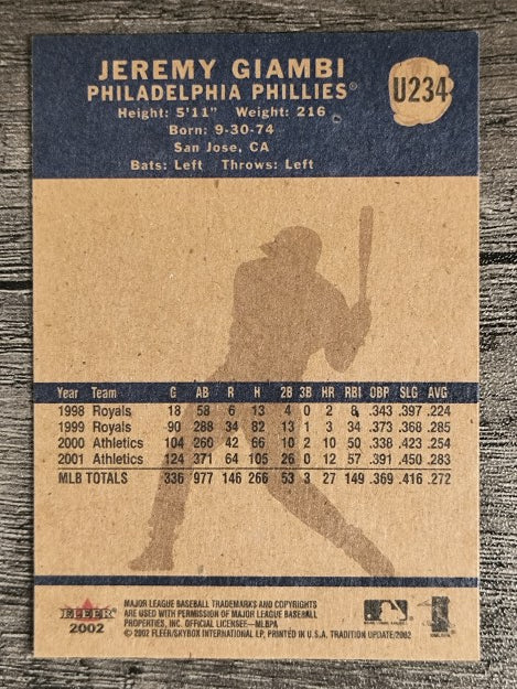 2002 Fleer Tradition Update #U234 Jeremy Giambi
