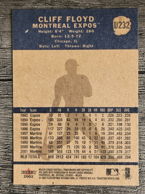 2002 Fleer Tradition Update #U232 Cliff Floyd