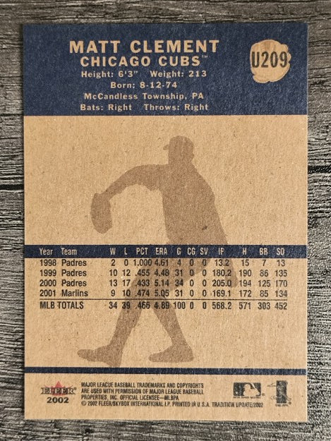 2002 Fleer Tradition Update #U209 Matt Clement