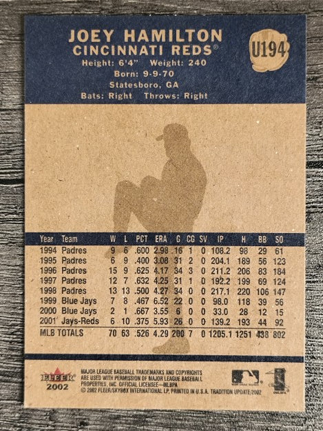 2002 Fleer Tradition Update #U194 Joey Hamilton