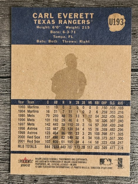2002 Fleer Tradition Update #U193 Carl Everett