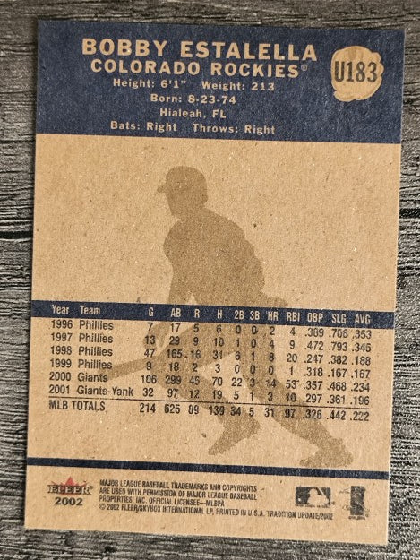 2002 Fleer Tradition Update #U183 Bobby Estalella
