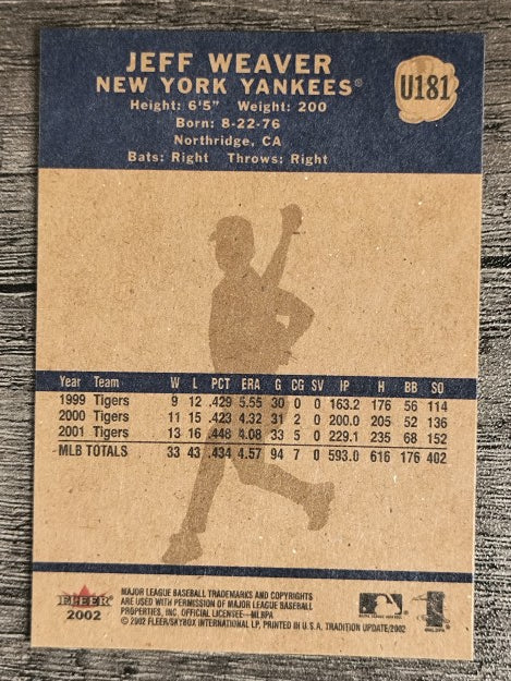 2002 Fleer Tradition Update #U181 Jeff Weaver