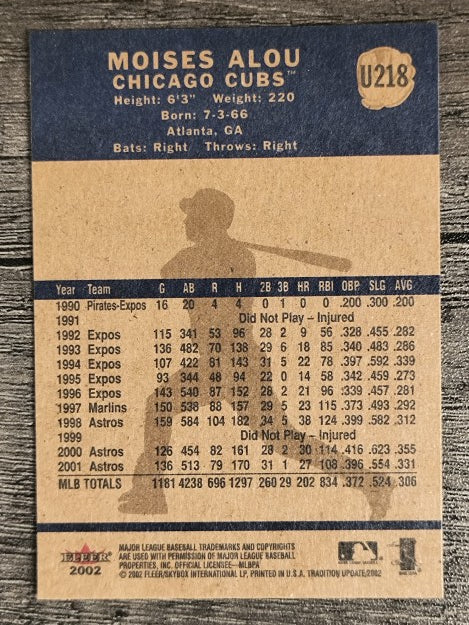 2002 Fleer Tradition Update #U218 Moises Alou