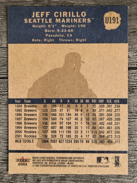 2002 Fleer Tradition Update #U191 Jeff Cirillo