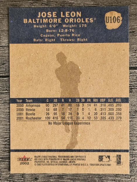 2002 Fleer Tradition Update #U106 Jose Leon