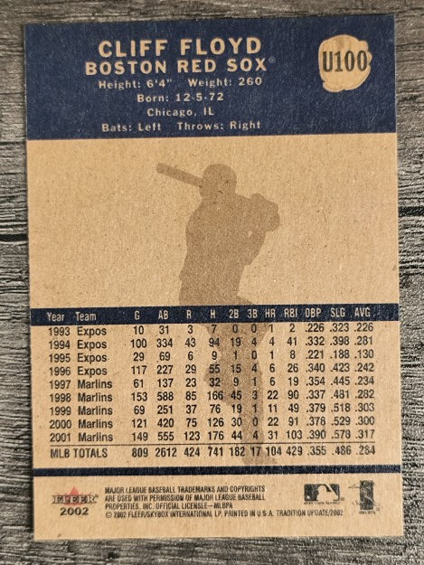 2002 Fleer Tradition Update #U100 Cliff Floyd SP