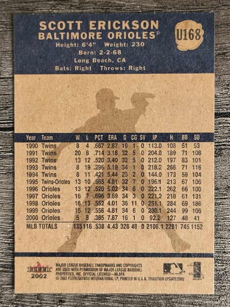 2002 Fleer Tradition Update #U168 Scott Erickson