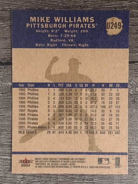 2002 Fleer Tradition Update #U249 Mike Williams
