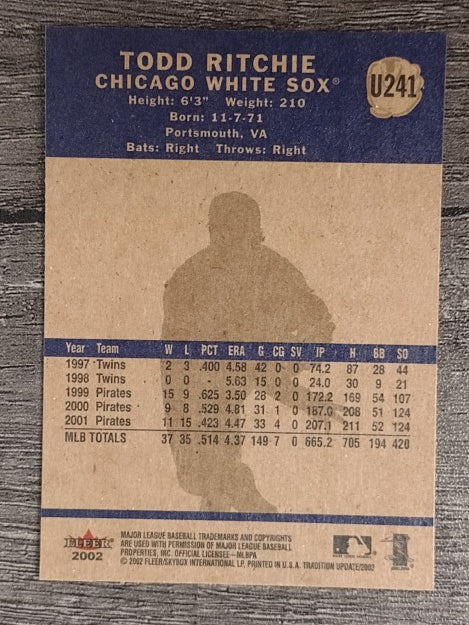 2002 Fleer Tradition Update #U241 Todd Ritchie