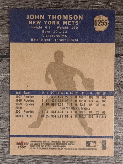 2002 Fleer Tradition Update #U255 John Thomson