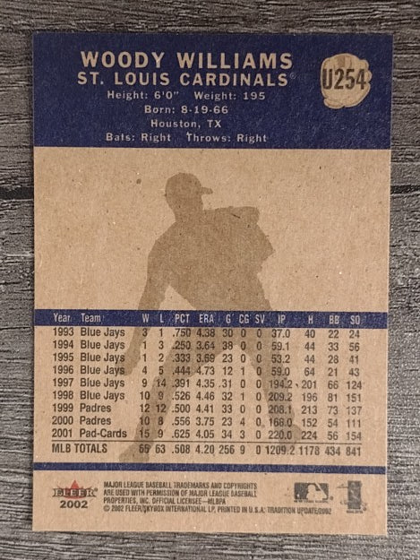 2002 Fleer Tradition Update #U254 Woody Williams