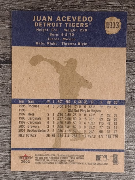 2002 Fleer Tradition Update #U113 Juan Acevedo
