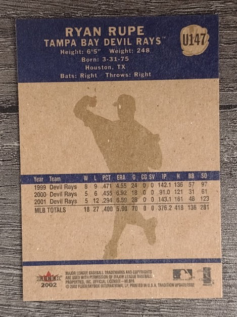 2002 Fleer Tradition Update #U147 Ryan Rupe