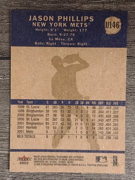 2002 Fleer Tradition Update #U146 Jason Phillips