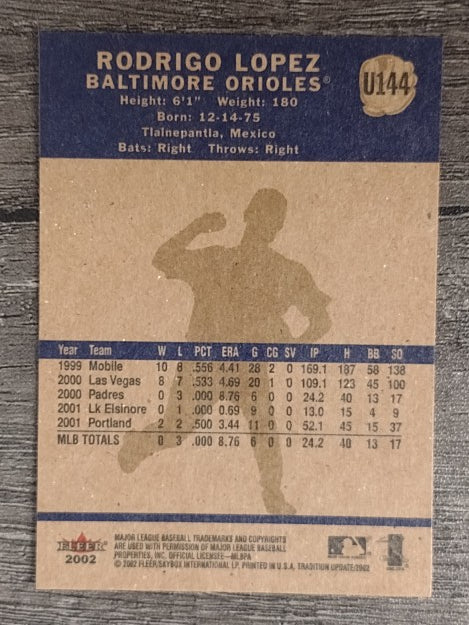 2002 Fleer Tradition Update #U144 Rodrigo Lopez