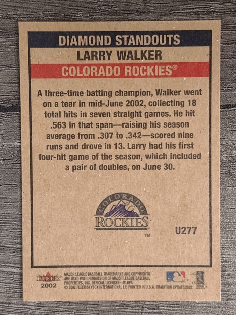 2002 Fleer Tradition Update #U277 Larry Walker DS