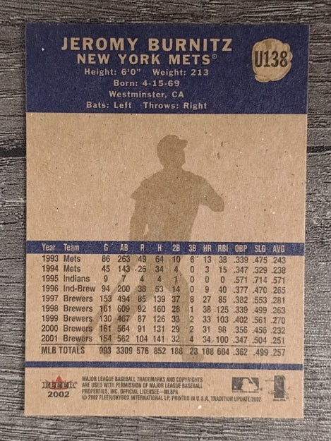 2002 Fleer Tradition Update #U138 Jeromy Burnitz