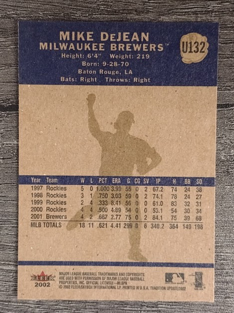 2002 Fleer Tradition Update #U132 Mike DeJean