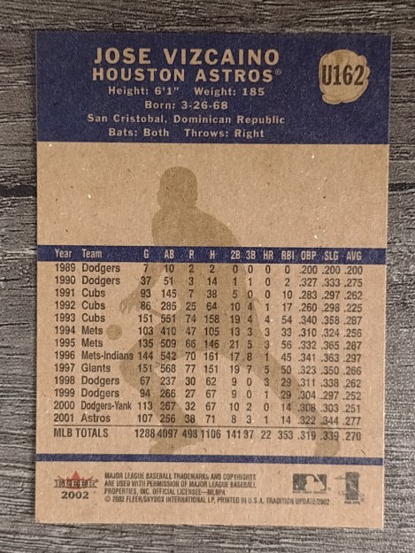 2002 Fleer Tradition Update #U162 Jose Vizcaino