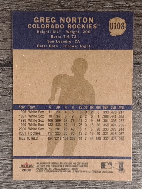 2002 Fleer Tradition Update #U108 Greg Norton