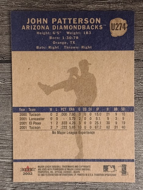 2002 Fleer Tradition Update #U274 John Patterson