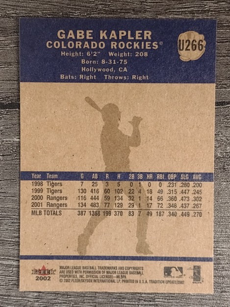 2002 Fleer Tradition Update #U266 Gabe Kapler