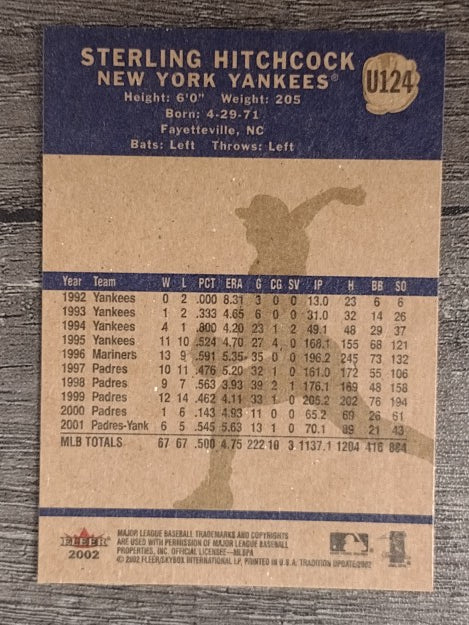 2002 Fleer Tradition Update #U124 Sterling Hitchcock
