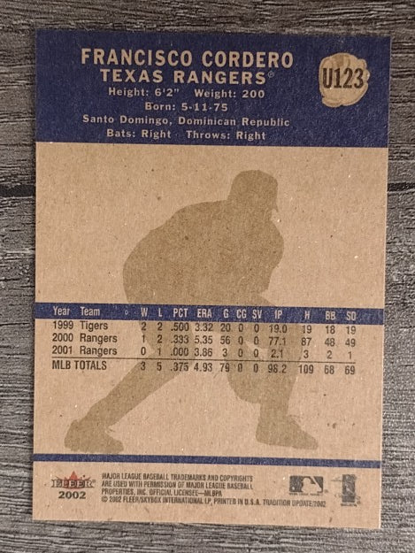 2002 Fleer Tradition Update #U123 Francisco Cordero