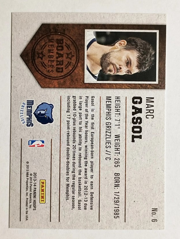 2013-14 Hoops Board Members #6 Marc Gasol