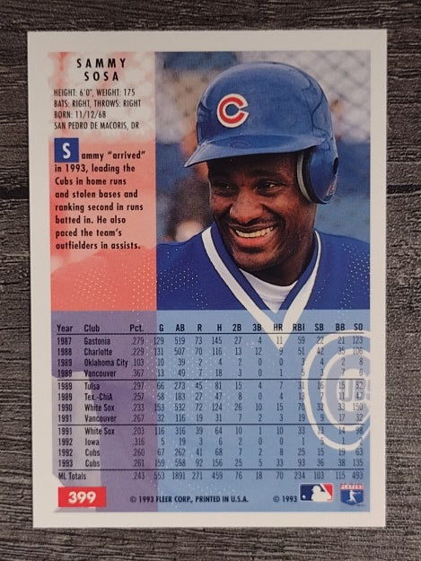 1994 Fleer #399 Sammy Sosa