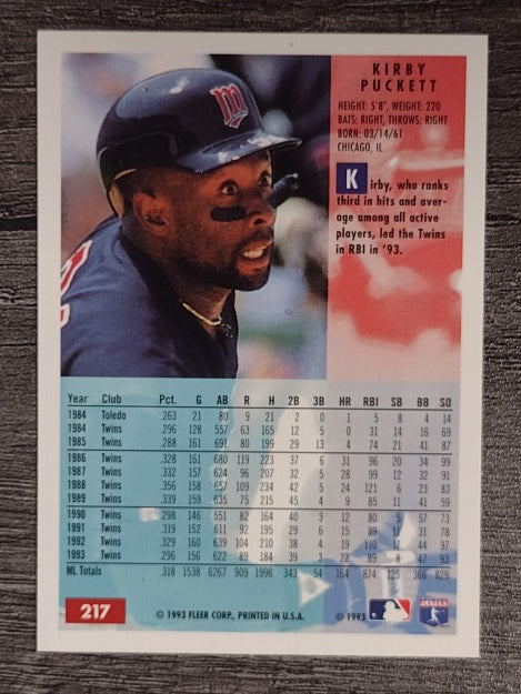 1994 Fleer #217 Kirby Puckett