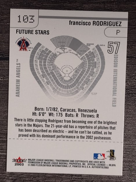2003 Fleer Authentix #103 Francisco Rodriguez FS