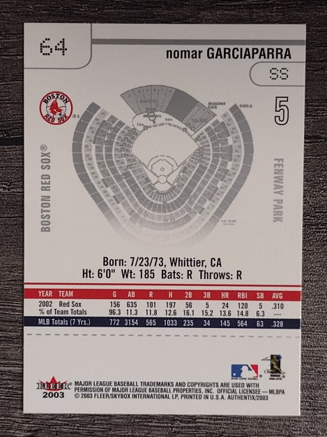 2003 Fleer Authentix #64 Nomar Garciaparra