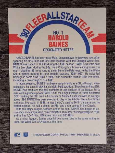 1990 Fleer All-Stars #1 Harold Baines