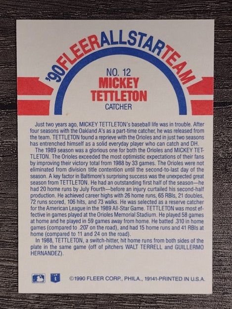 1990 Fleer All-Stars #12 Mickey Tettleton